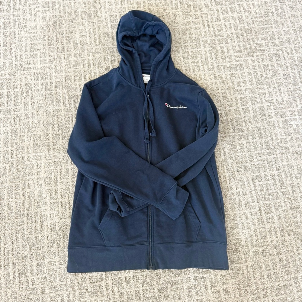 Champion Navy Blue Hoodie Zip Up Jacket size large